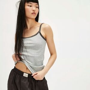 Free People Better Days Tunic Tank Top Gray Waffle Knit Size Medium